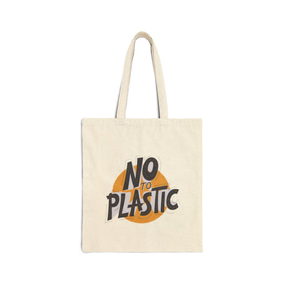 No to Plastic Cotton Canvas Tote Bag