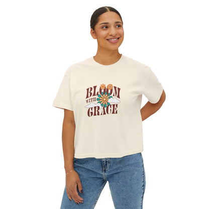 Bloom with Grace - Hippie Flowers Boxy Tee