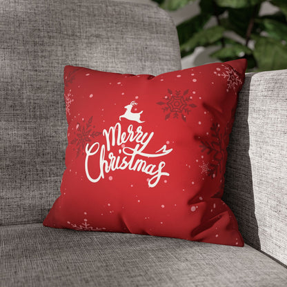 Merry Christmas Faux Suede Square Pillowcase