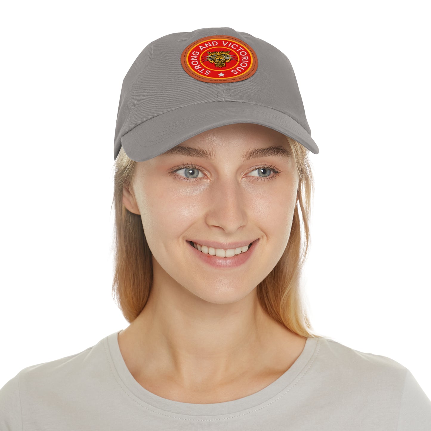 Strong And Victorious Hat with Leather Patch (Round)