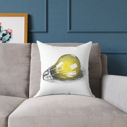 Bulb Idea Square Poly Canvas Pillow