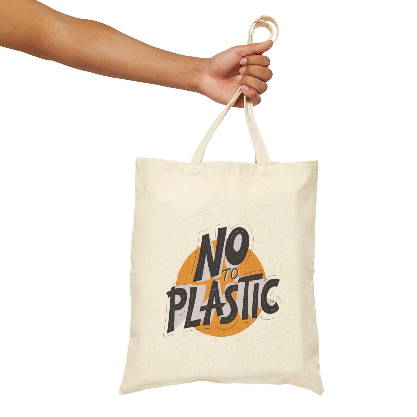 No to Plastic Cotton Canvas Tote Bag