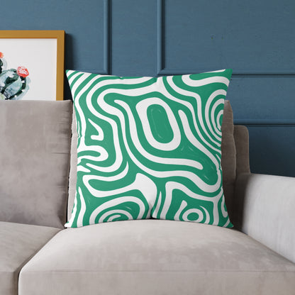 green-maze Square Poly Canvas Pillow