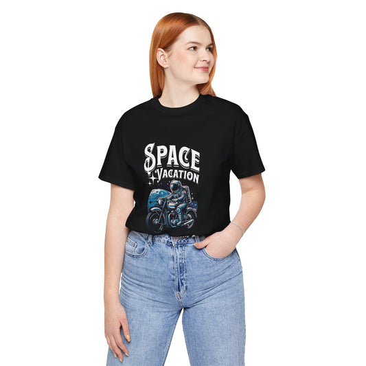 Space Vacation - Astronaut Riding Motorcycle  Jersey Short Sleeve Tee