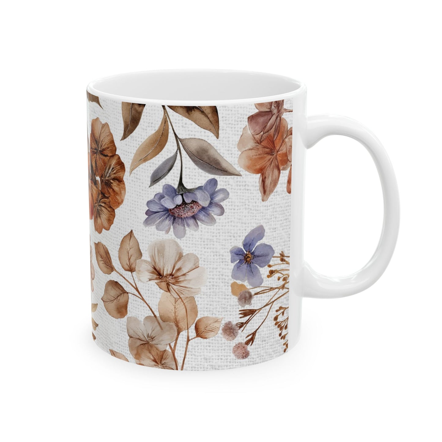 Flower Art Ceramic Mug, (11oz, 15oz)