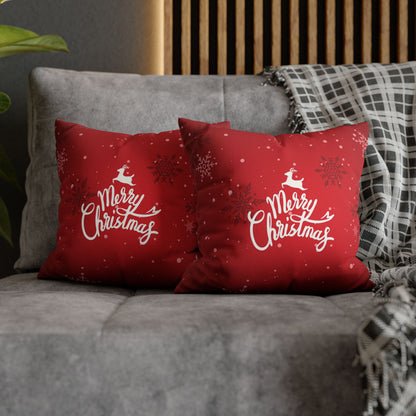 Merry Christmas Faux Suede Square Pillowcase