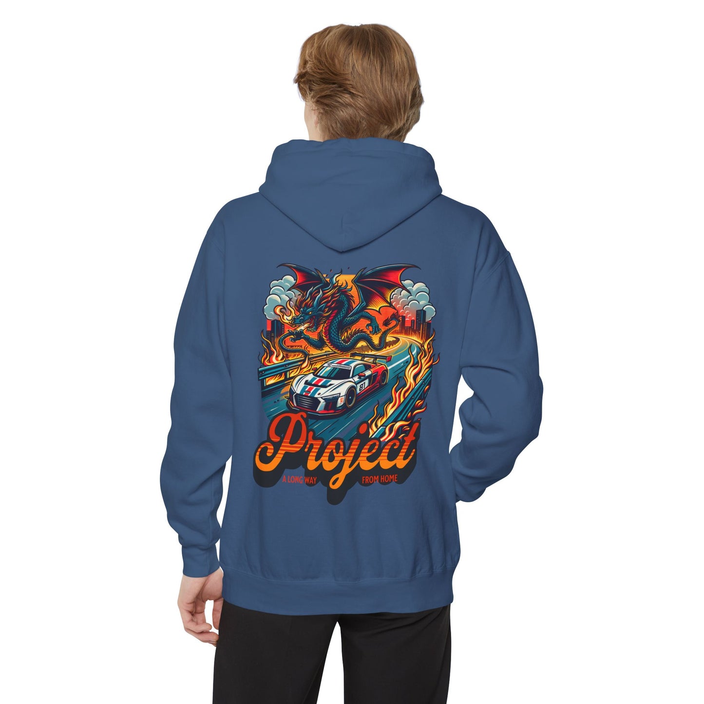 Dragon Race Car Illustration  Dyed Hoodie