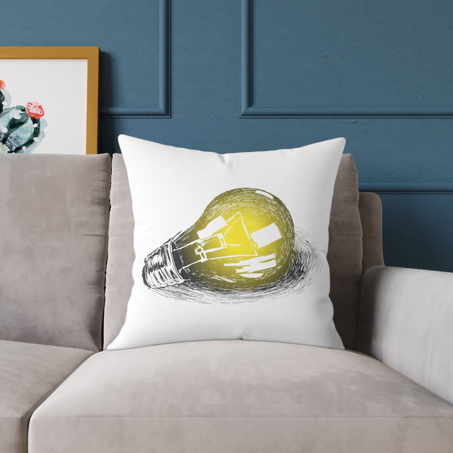 Bulb Idea Square Poly Canvas Pillow