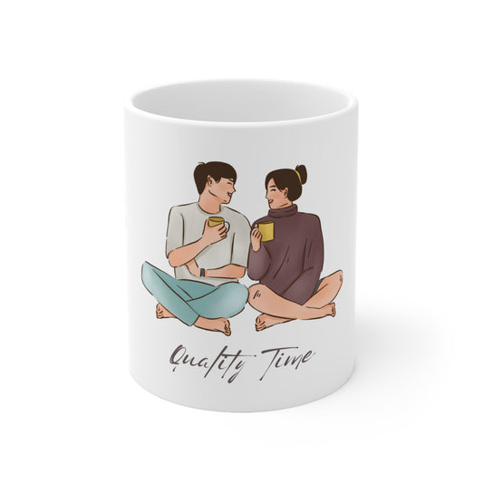 Coffee Time White Ceramic Mug, 11oz