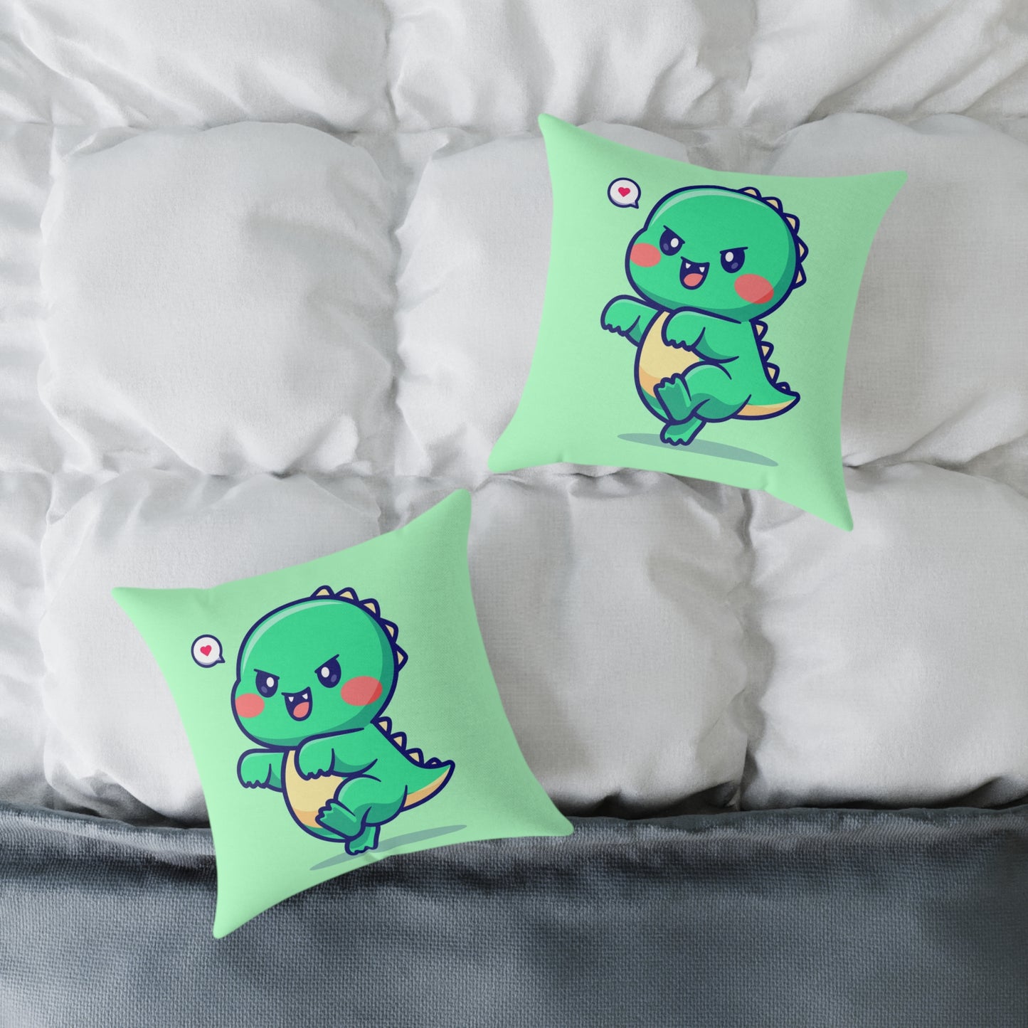 cute dino dracula vampire Square Poly Canvas Pillow