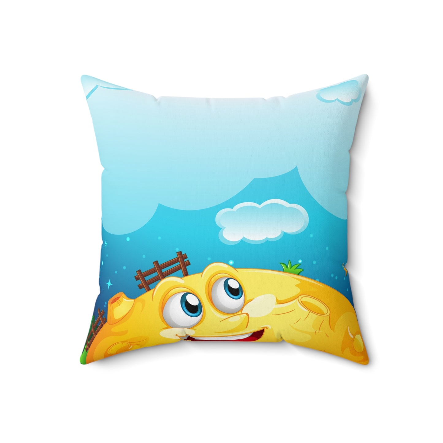 Blank-cloud-with-yellow-moon Spun Polyester Square Pillow