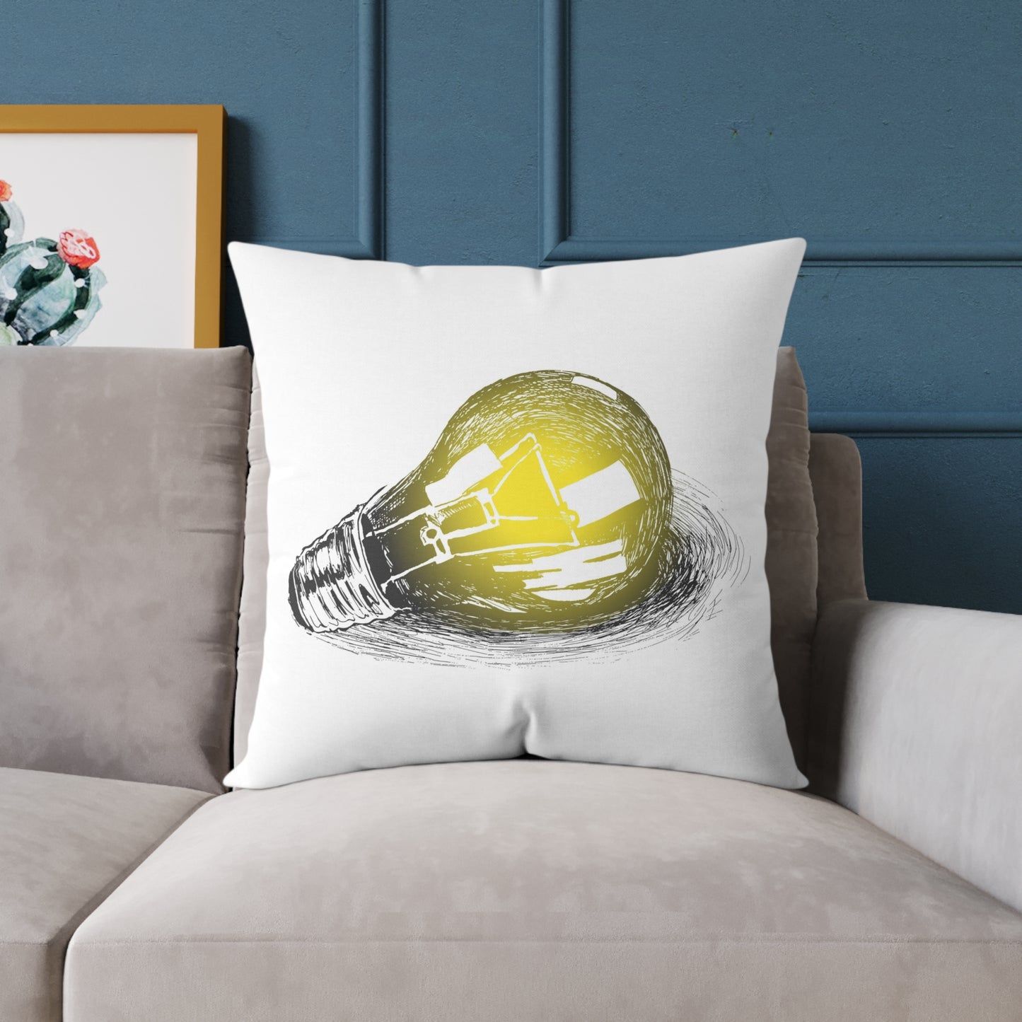 Bulb Idea Square Poly Canvas Pillow