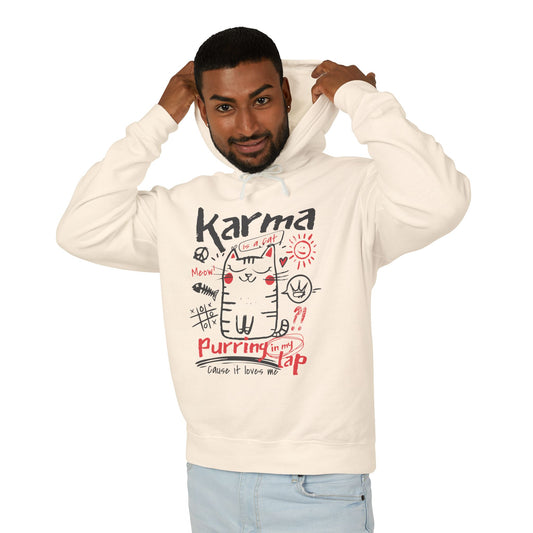 Karma is a Cat  Lightweight Hooded Sweatshirt