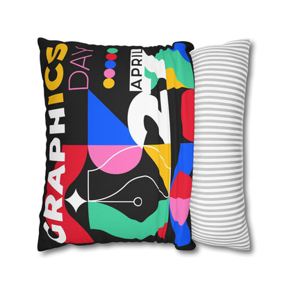 Graphic Spun Polyester Square Pillowcase