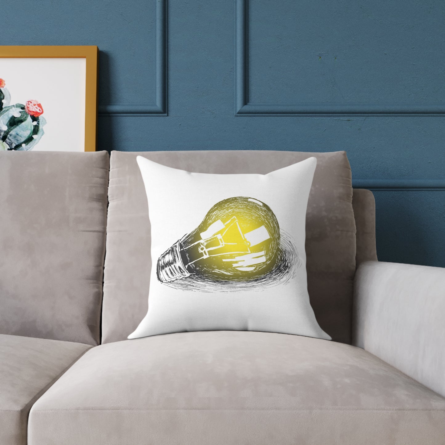 Bulb Idea Square Poly Canvas Pillow