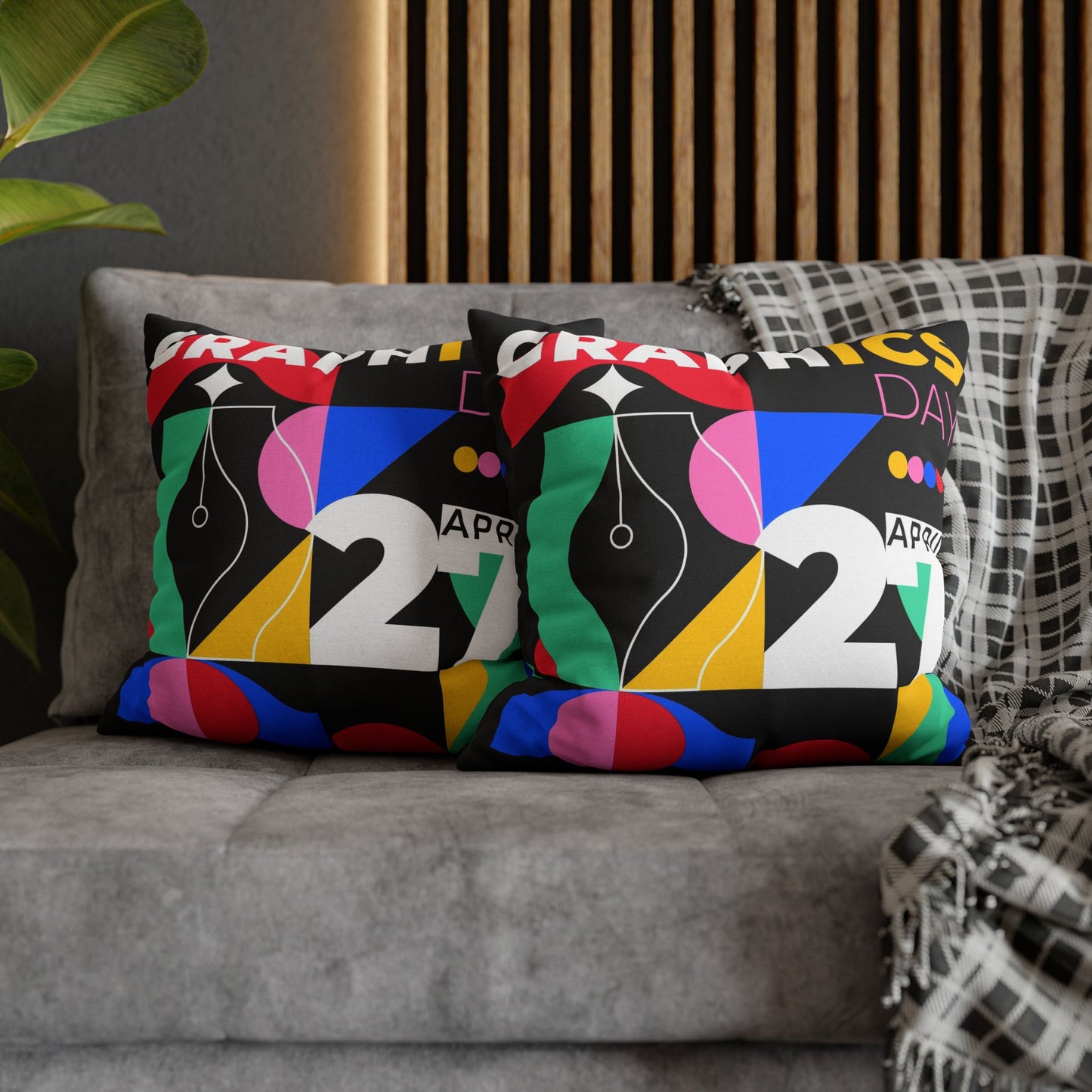 Graphic Spun Polyester Square Pillowcase