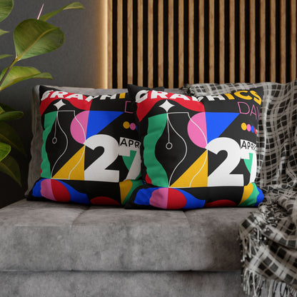 Graphic Spun Polyester Square Pillowcase