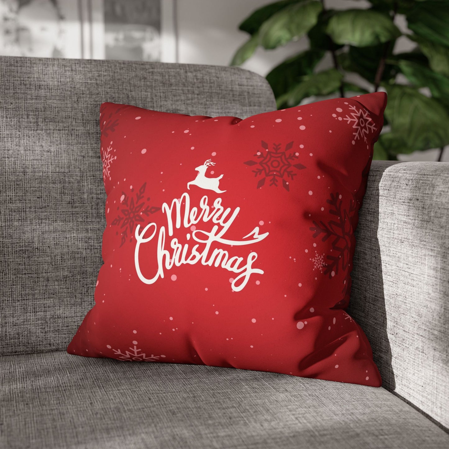 Merry Christmas Faux Suede Square Pillowcase