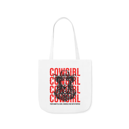 American Cowgirl Canvas Tote Bag, 5-Color Straps