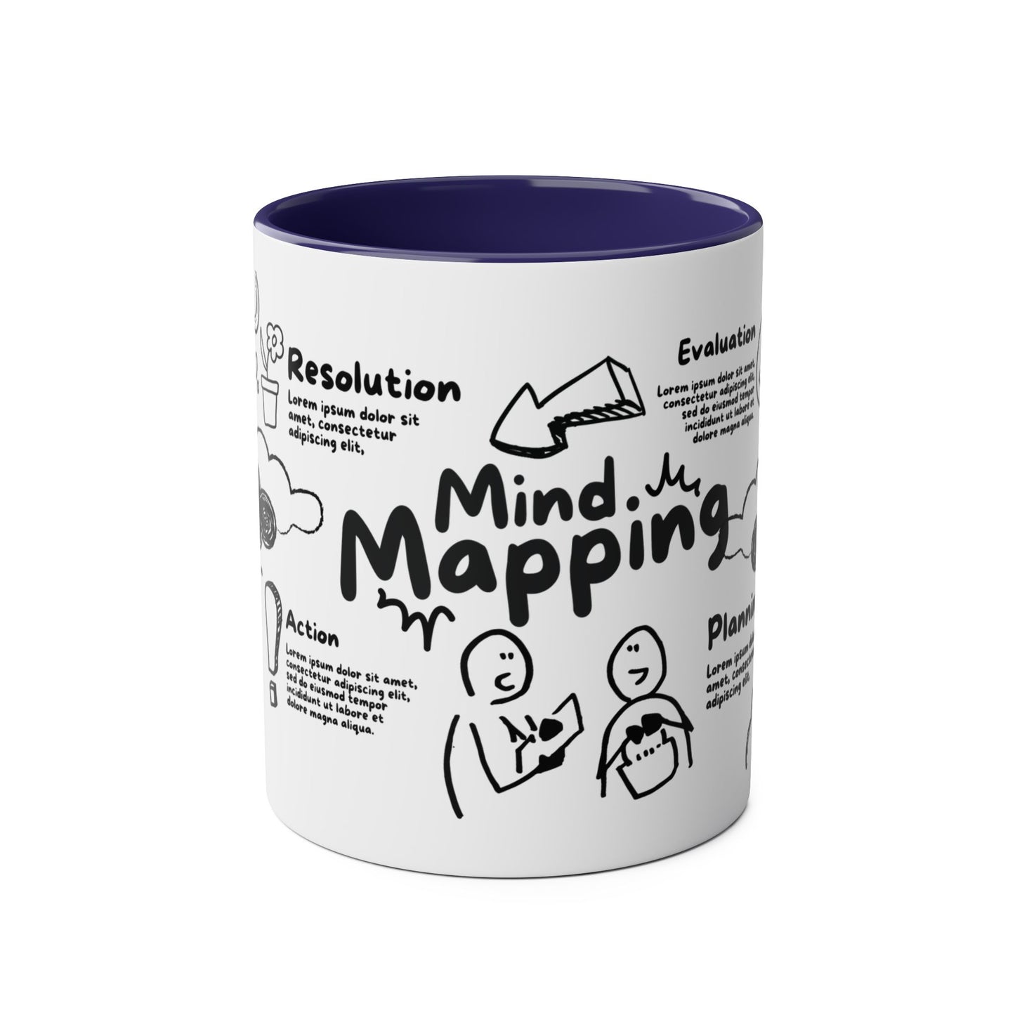 Mind Mapping Two-Tone Coffee Mugs, 11oz