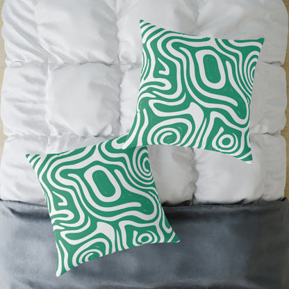 green-maze Square Poly Canvas Pillow