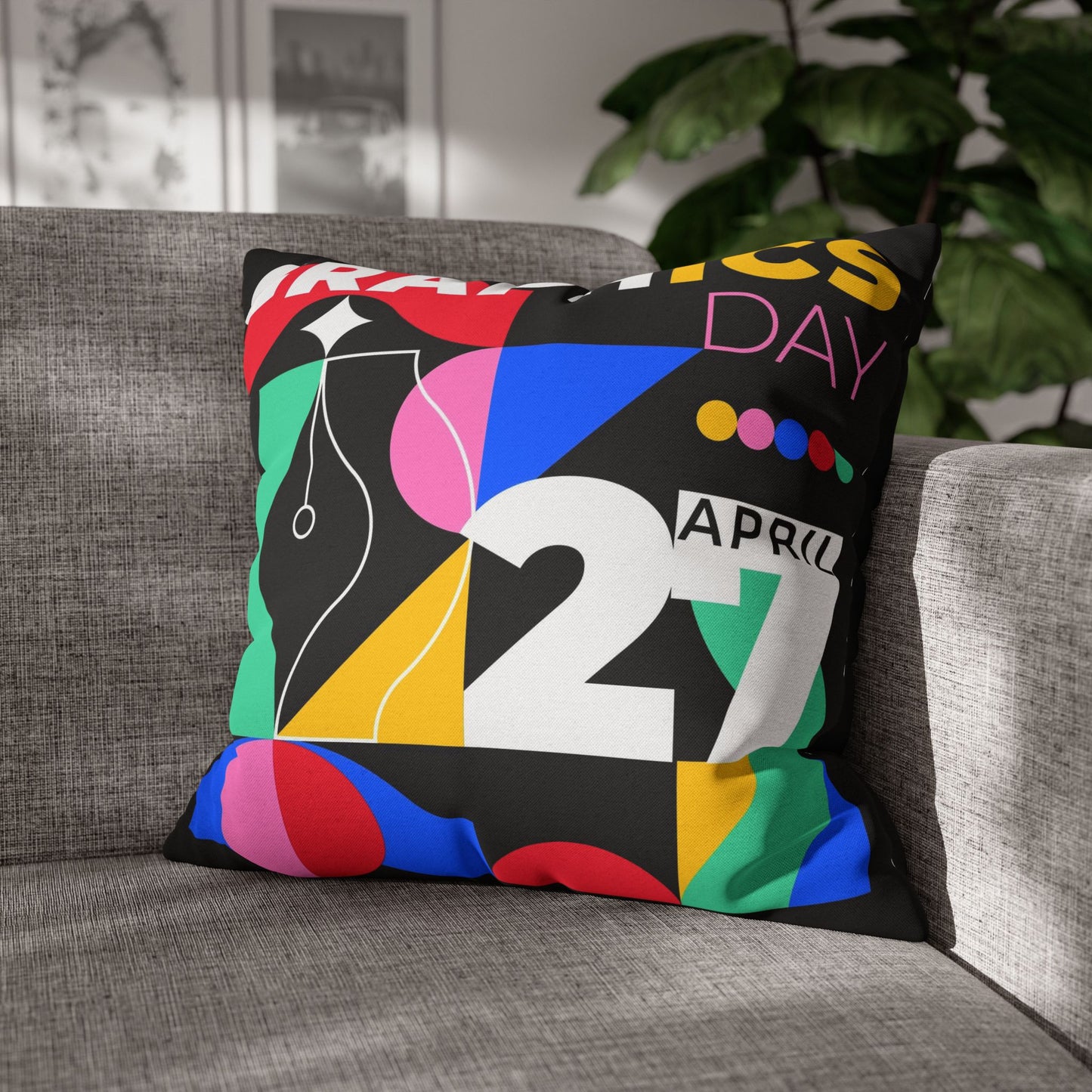 Graphic Spun Polyester Square Pillowcase