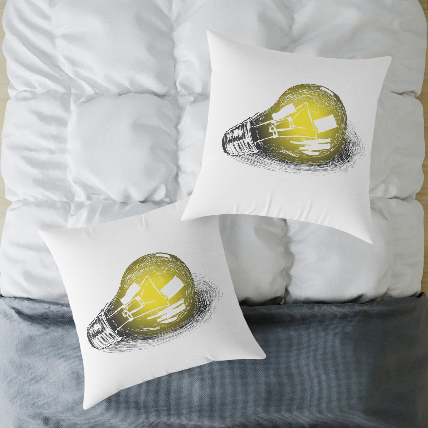 Bulb Idea Square Poly Canvas Pillow