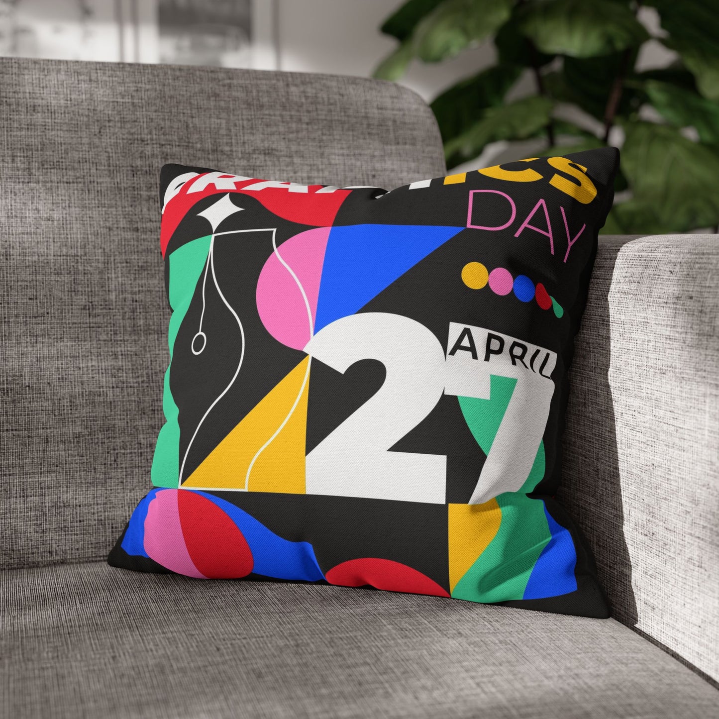 Graphic Spun Polyester Square Pillowcase