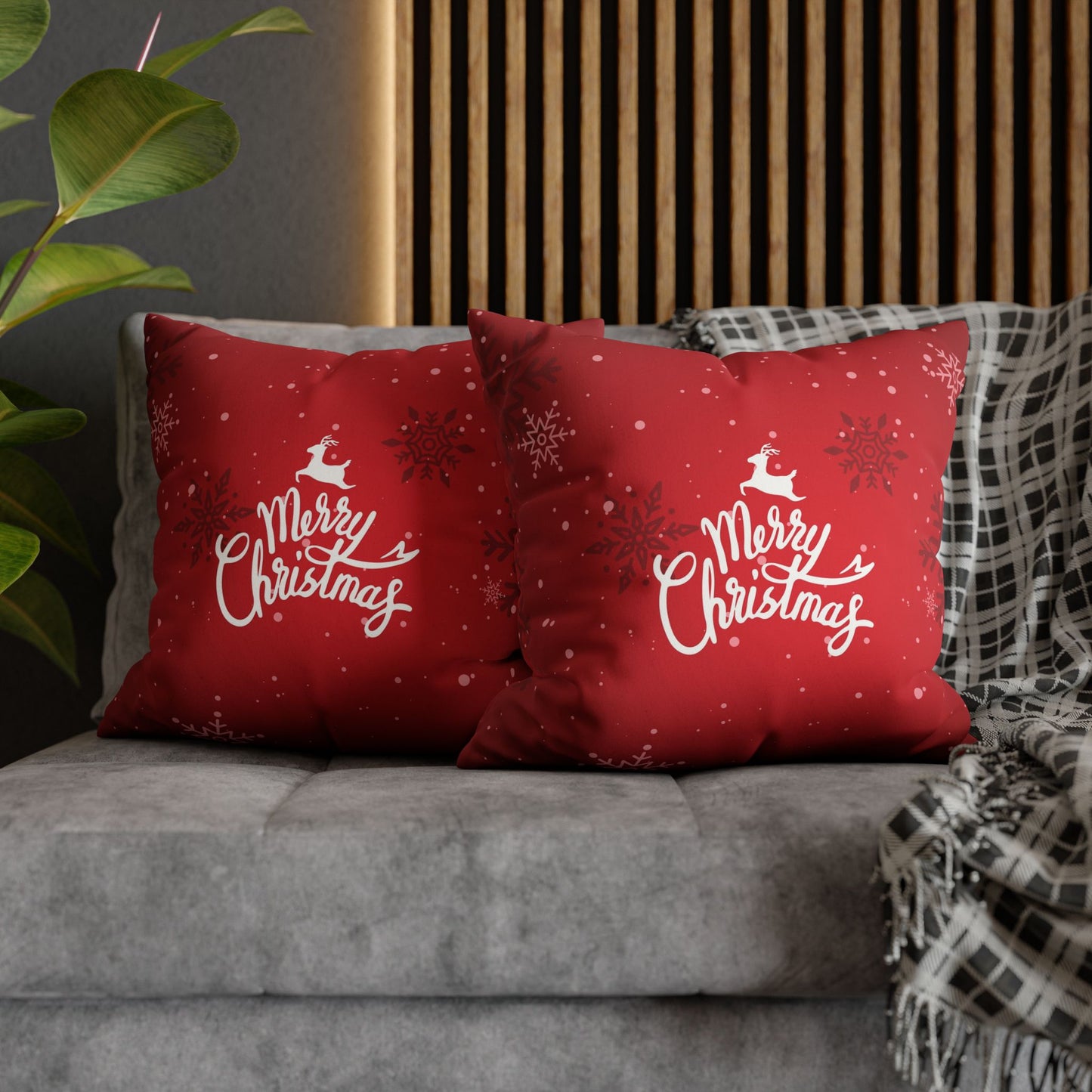 Merry Christmas Faux Suede Square Pillowcase