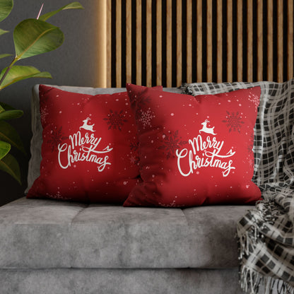 Merry Christmas Faux Suede Square Pillowcase