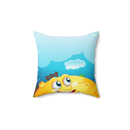 Blank-cloud-with-yellow-moon Spun Polyester Square Pillow