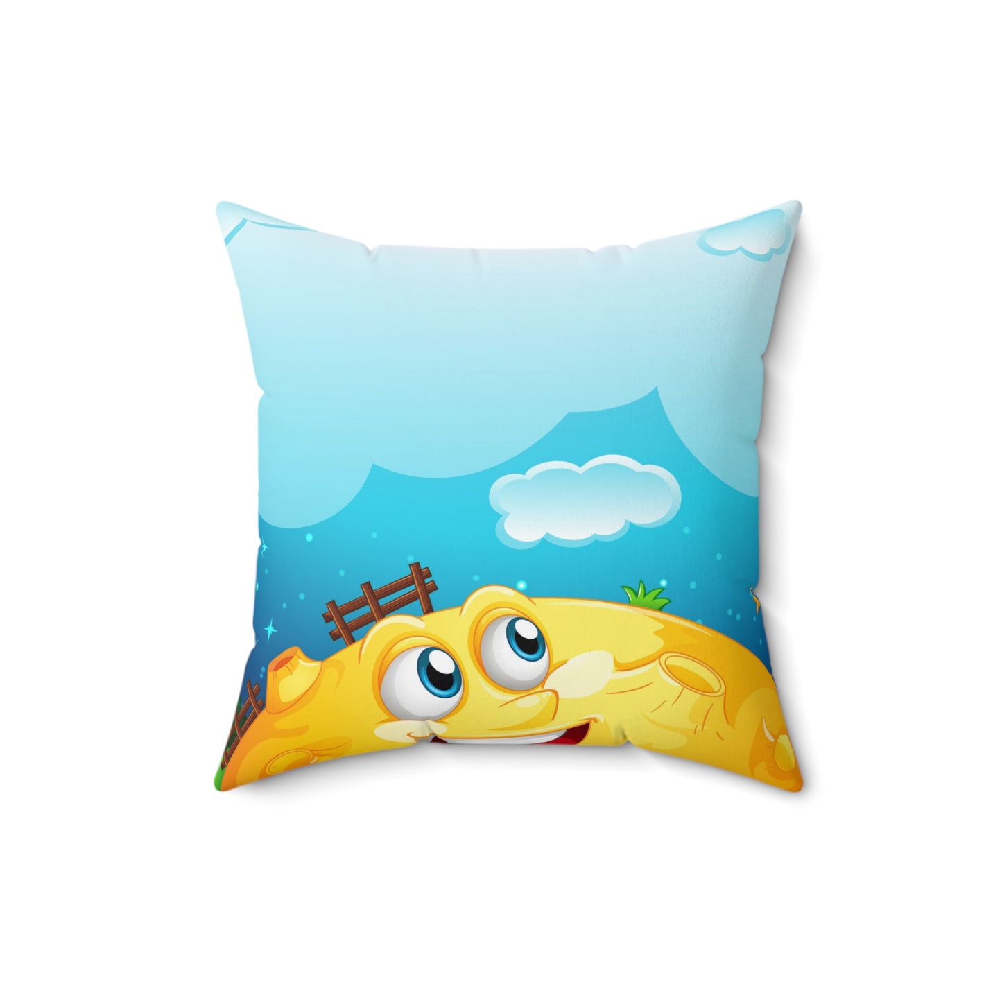 Blank-cloud-with-yellow-moon Spun Polyester Square Pillow