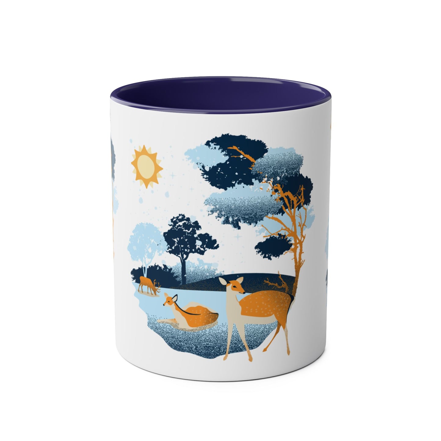 Color Art Forest Two-Tone Coffee Mugs, 11oz