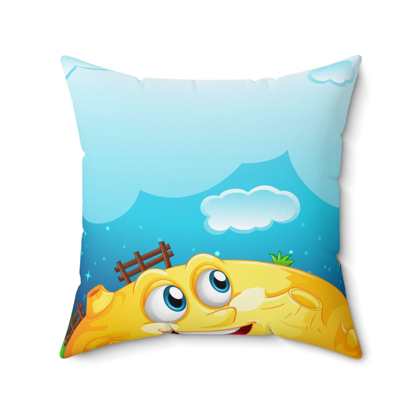 Blank-cloud-with-yellow-moon Spun Polyester Square Pillow