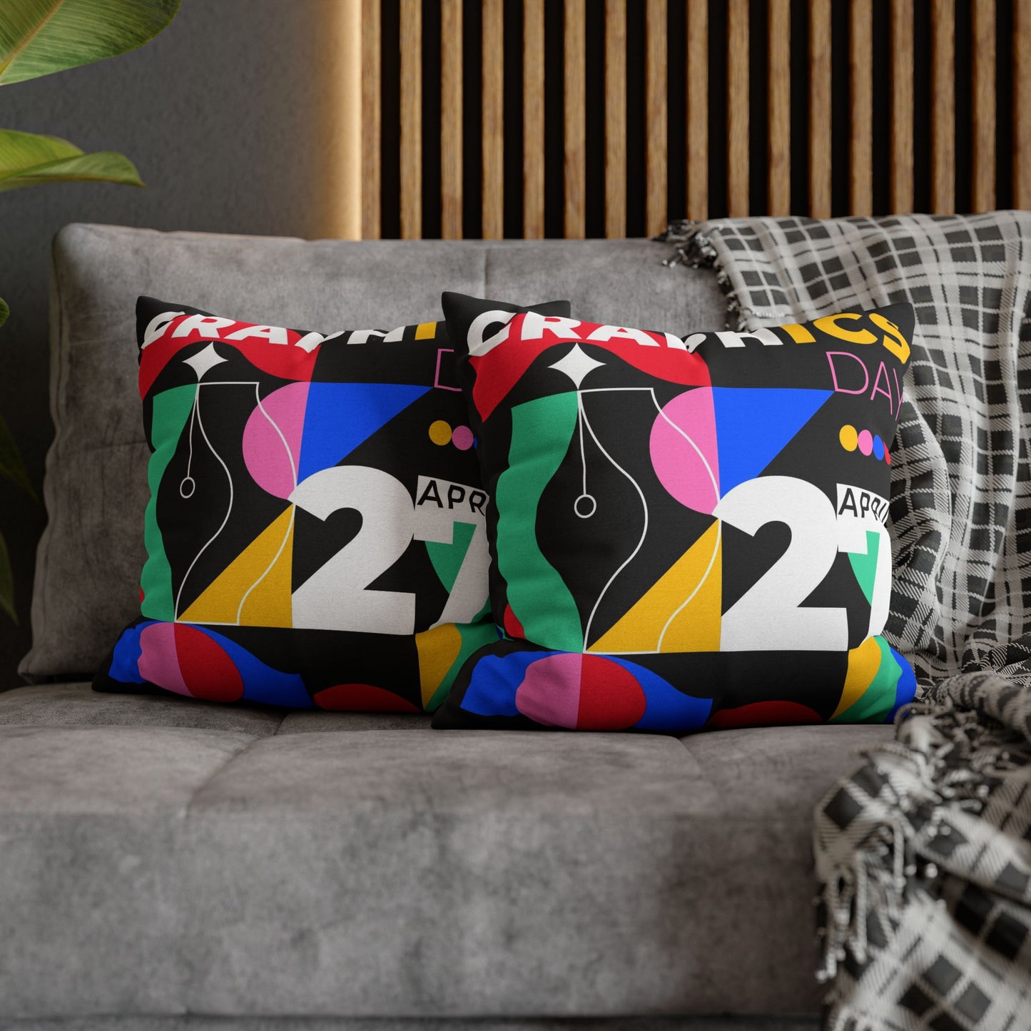 Graphic Spun Polyester Square Pillowcase