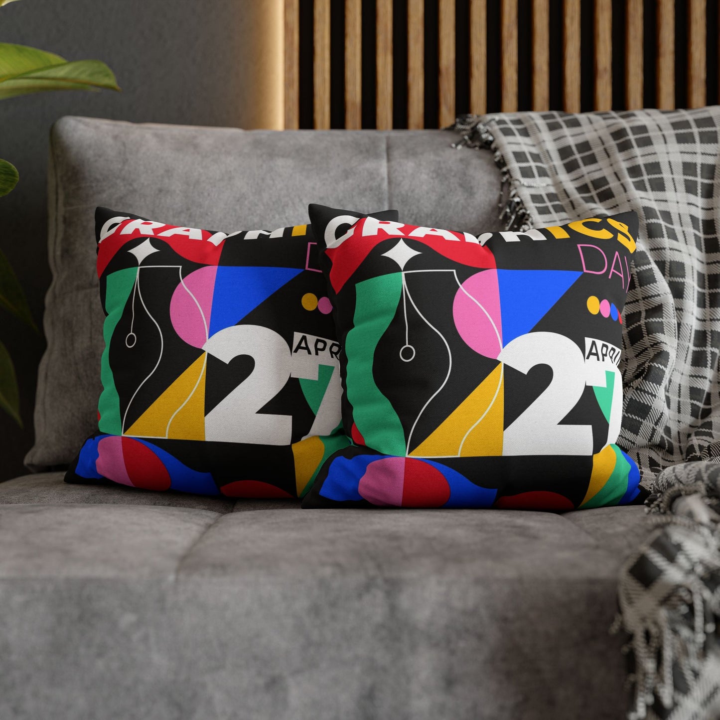 Graphic Spun Polyester Square Pillowcase