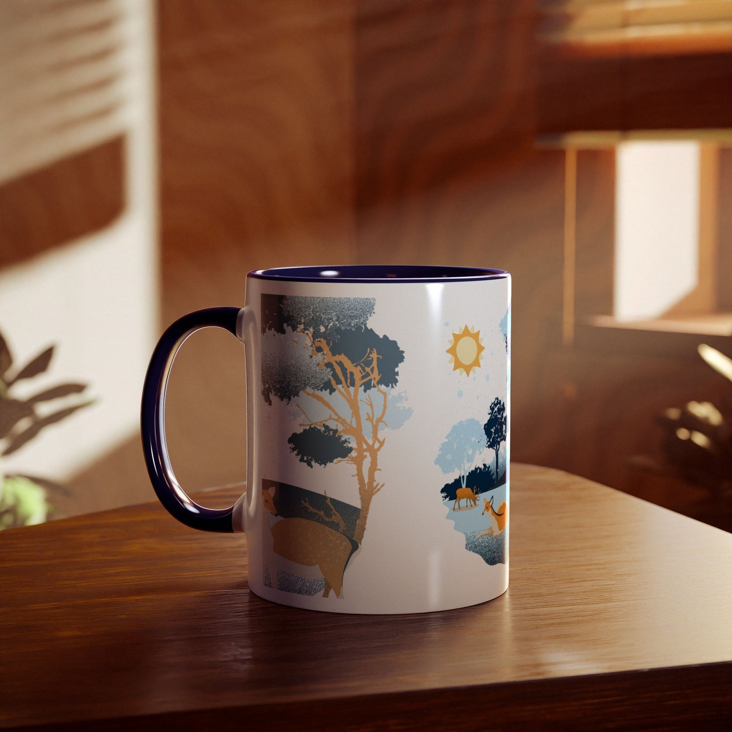 Color Art Forest Two-Tone Coffee Mugs, 11oz