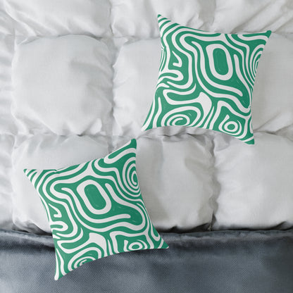 green-maze Square Poly Canvas Pillow