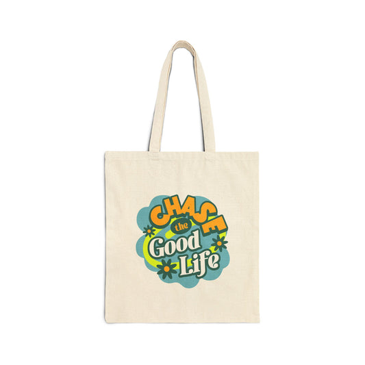 Chase the Good Life Cotton Canvas Tote Bag