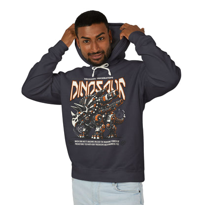 Mechanic Triceratops Futuristic Dinosaur Mecha Dino Lightweight Hooded Sweatshirt