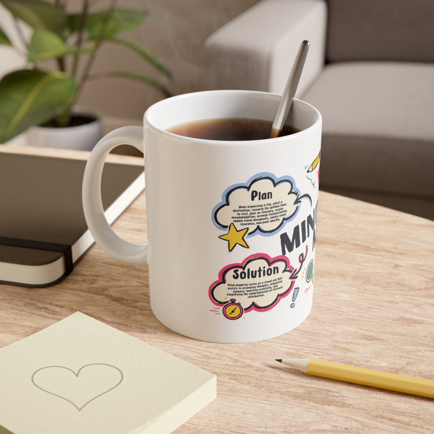 Mind Map White Ceramic Mug, 11oz