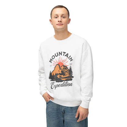 Retro Mountain Adventure Crewneck Sweatshirt - Outdoor Hiking