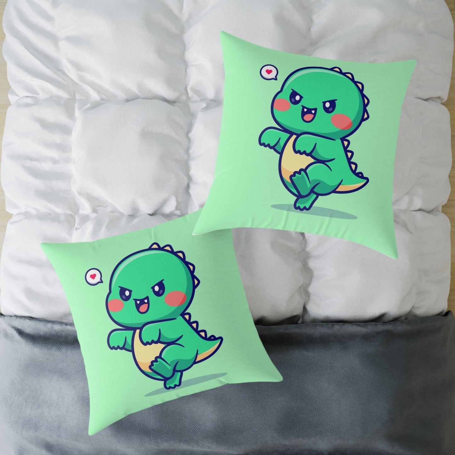 cute dino dracula vampire Square Poly Canvas Pillow