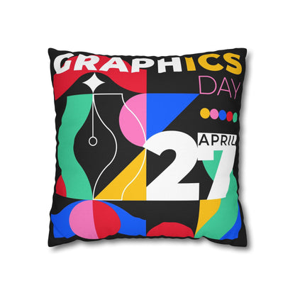 Graphic Spun Polyester Square Pillowcase