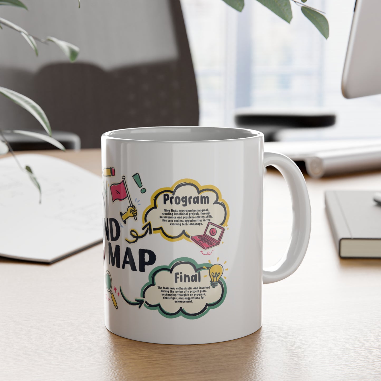 Mind Map White Ceramic Mug, 11oz