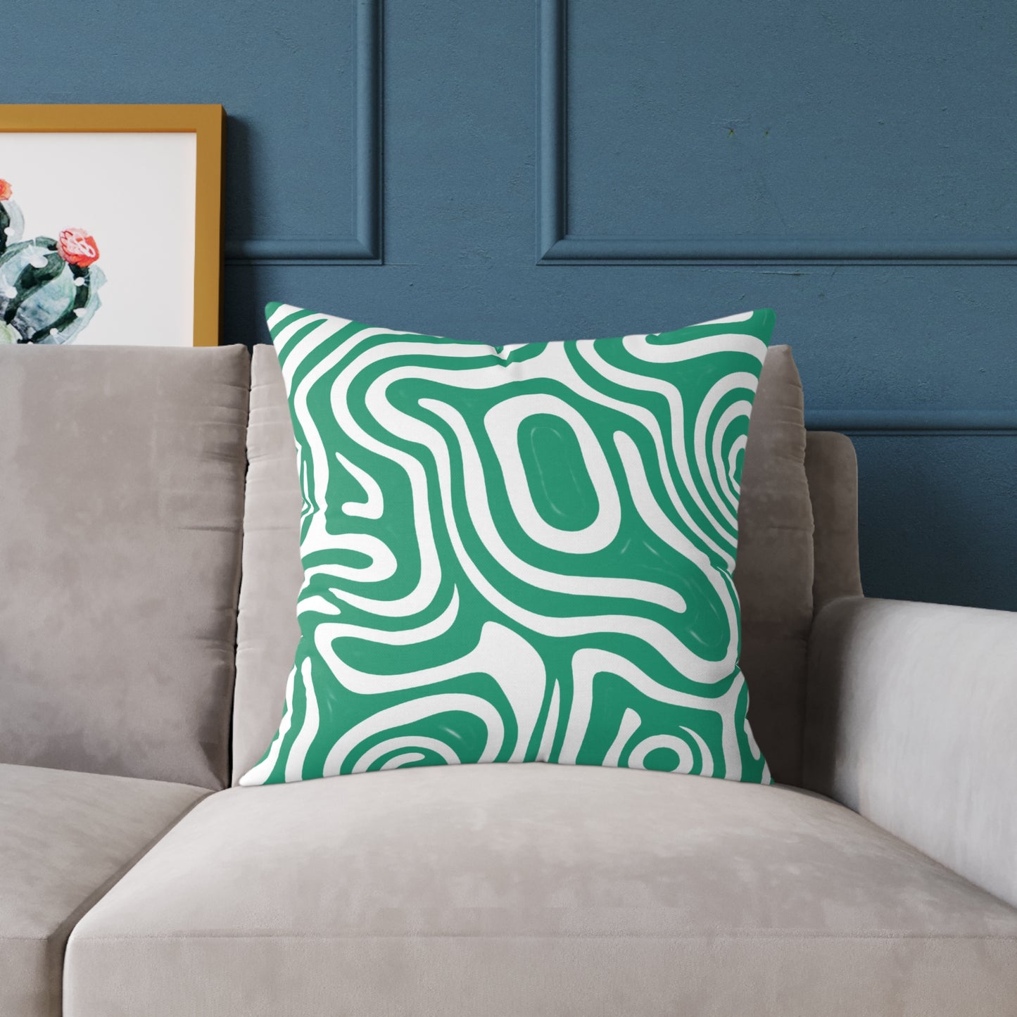 green-maze Square Poly Canvas Pillow