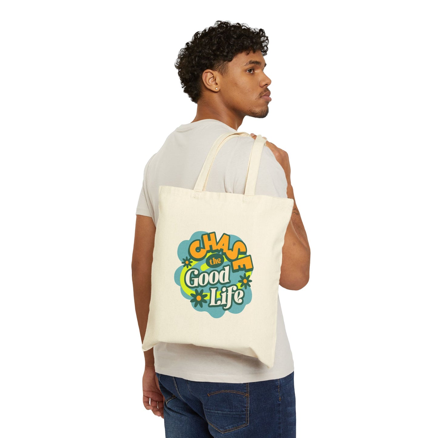 Chase the Good Life Cotton Canvas Tote Bag