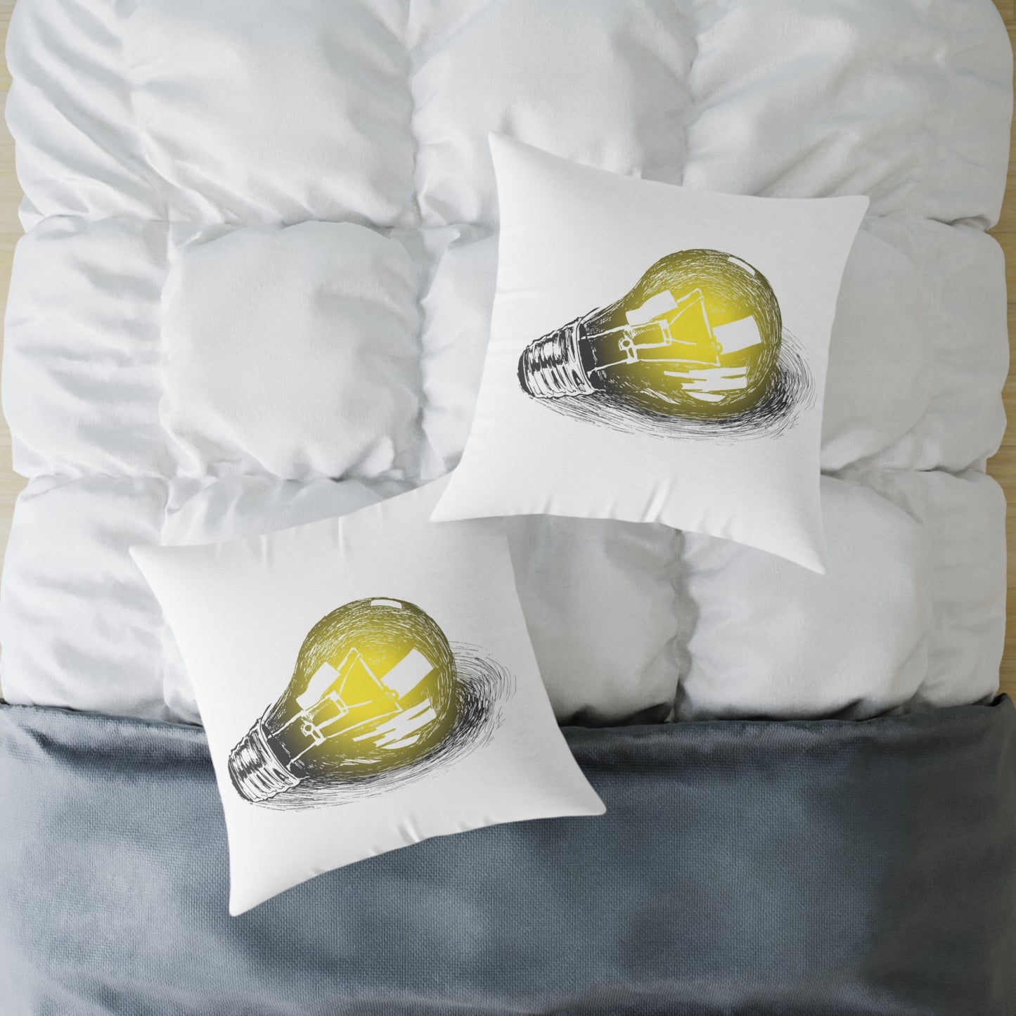 Bulb Idea Square Poly Canvas Pillow