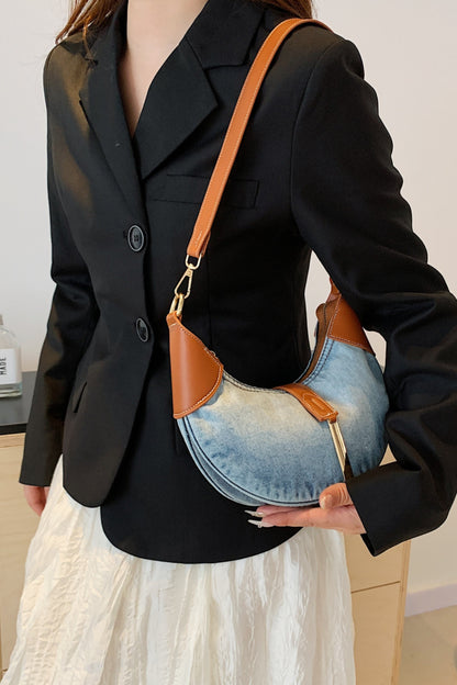 Contrast Denim Shoulder Bag