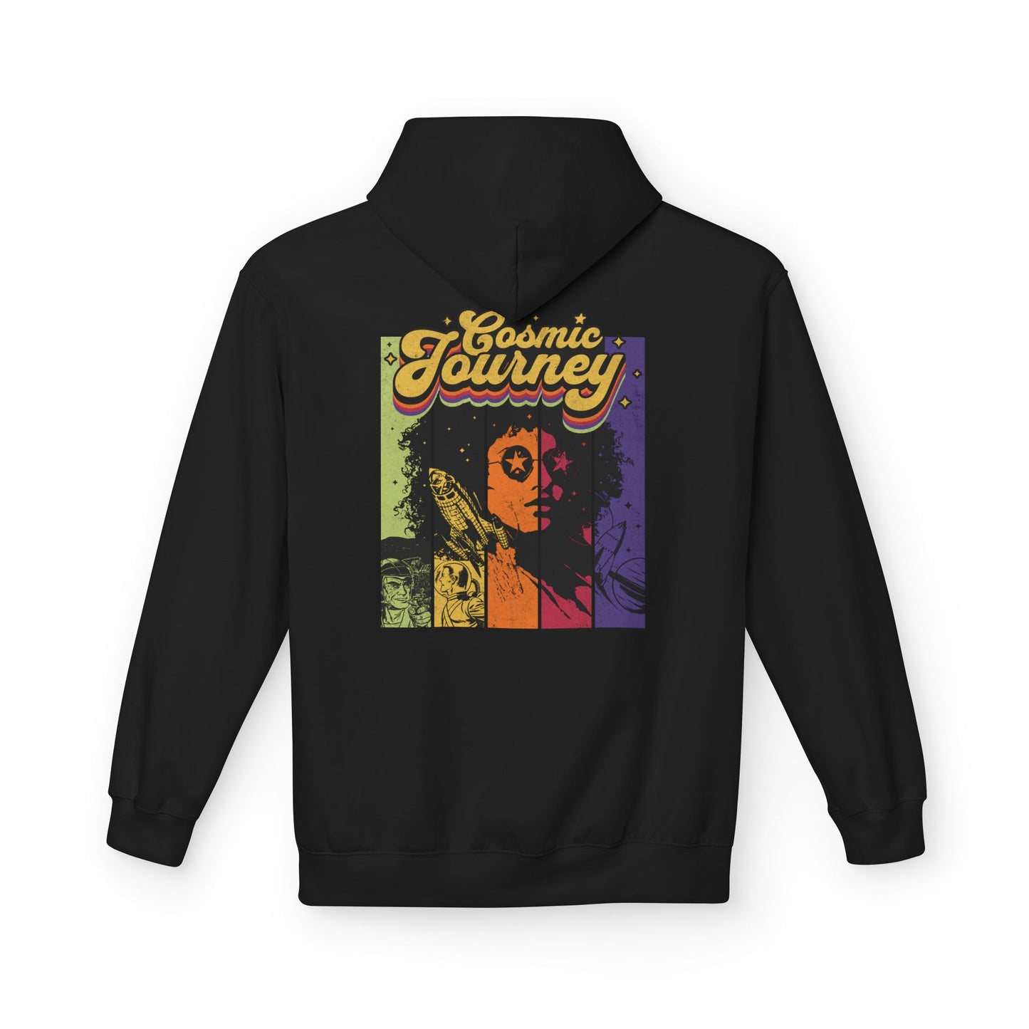 Cosmic Journey Rainbow Retro  Midweight Softstyle Fleece Hoodie